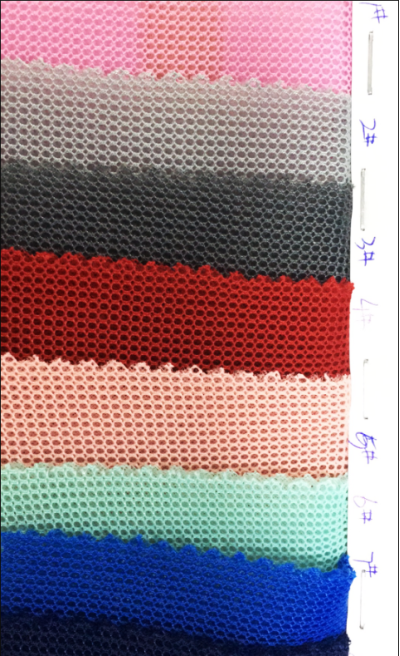 DG-XHFZ   普通280g  三明治網眼布   3D三層網布    100%滌綸   200-210（g/㎡)  54寸   精梳   硬網 挺身 粗網 細節-20